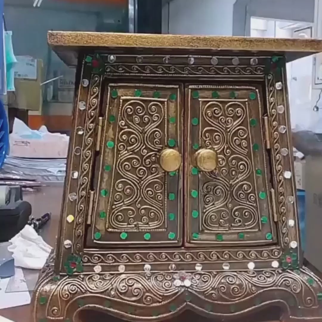 Handcrafted Solid Wood Altar Stand & Cabinet