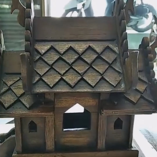Antique style handcrafted teak wood Thai spirit house