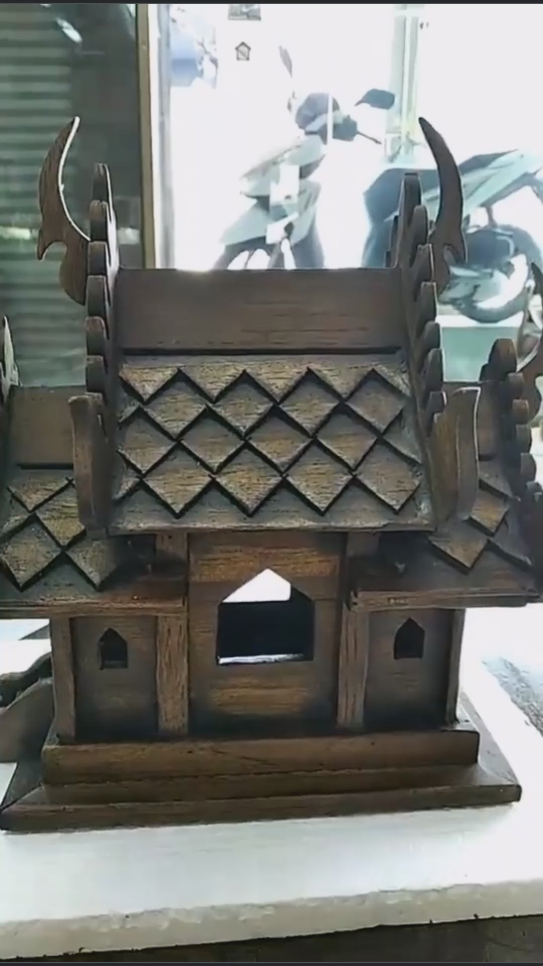 Antique style handcrafted teak wood Thai spirit house