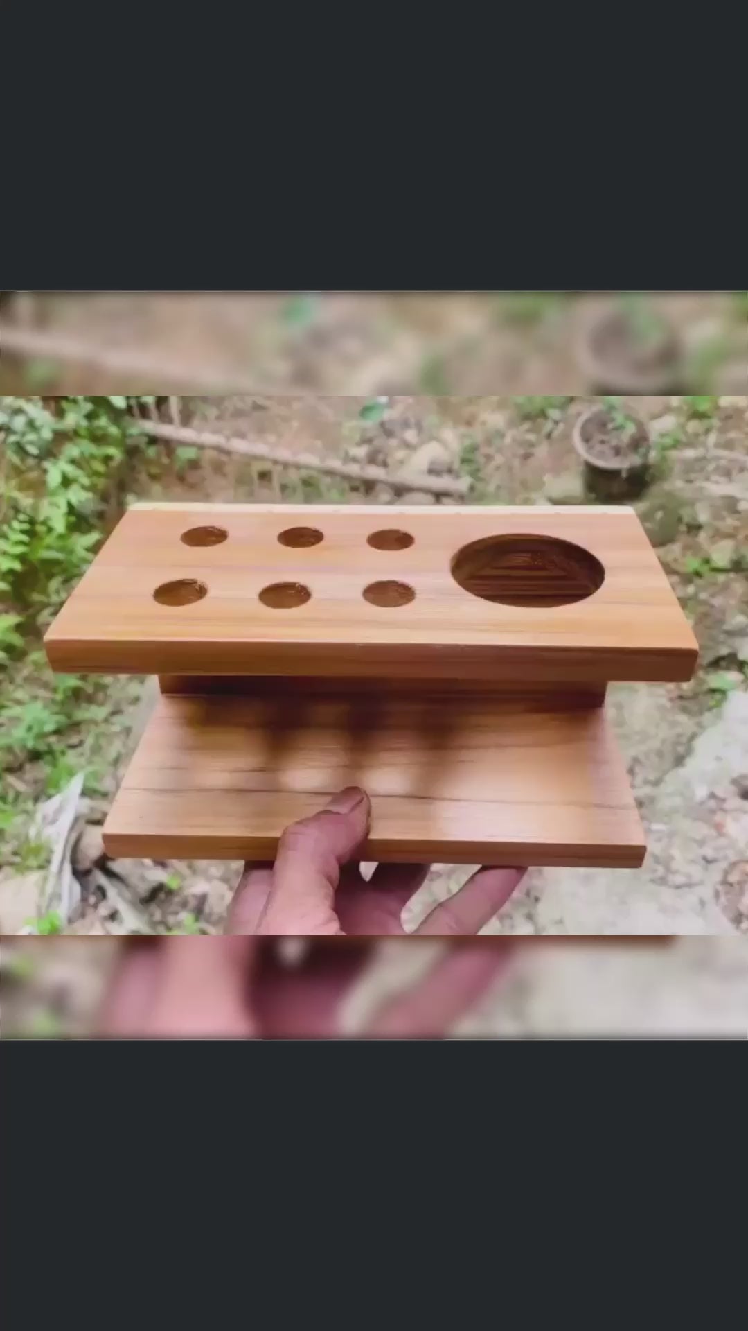 Teak Toothbrush Holder