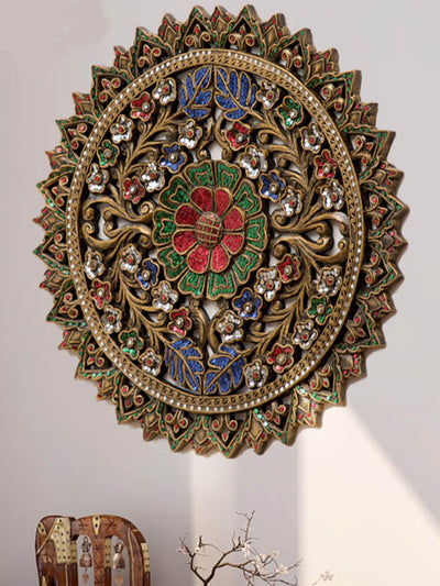Floral Gilded carved  wood Wall Hanging
