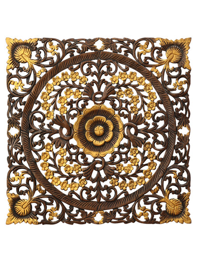 Floral Wood Carving Wall Hanging