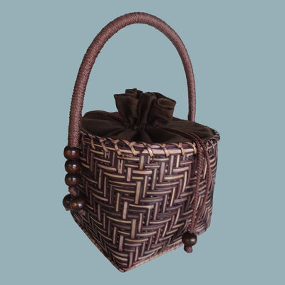 Women Woven smoked bamboo Handbag