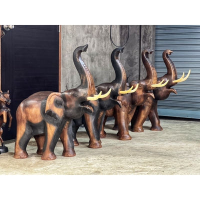 Pair elephant Wood Carving