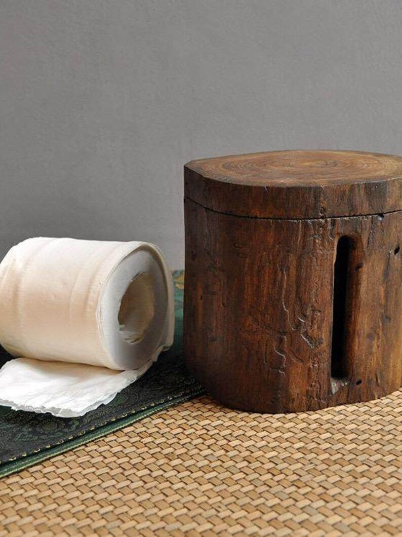 wood toilet paper holder