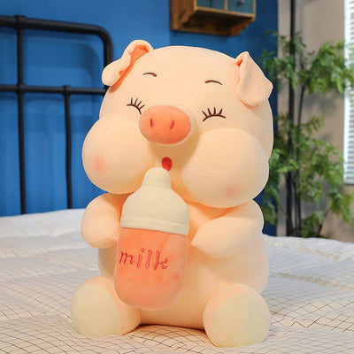 Kawaii Baby Pig Bottle Stuffed Animal
