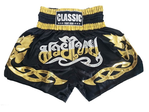 Muay Thai Shorts Black Gold Classic : CLS-001 - Goods Shopi