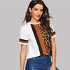 Color Block Leopard Top Tees Shirt - Goods Shopi