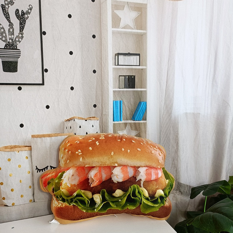 Giant Hamburger Stuffed Plush Pillow