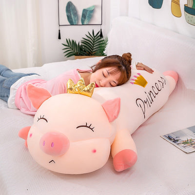 Giant Stuffed Squishy Crown Pink Pig Plush toy