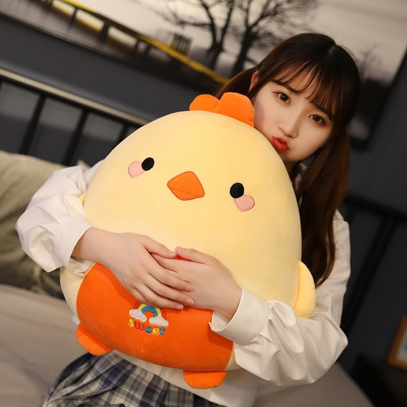 Kawaii Fat Stuffed Animal Chicken Bear Rabbit Penguin Piggy Dinosaur Plush Pillow 