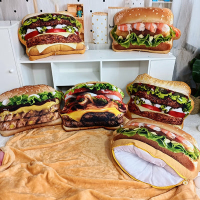 Giant Hamburger Stuffed Plush Pillow