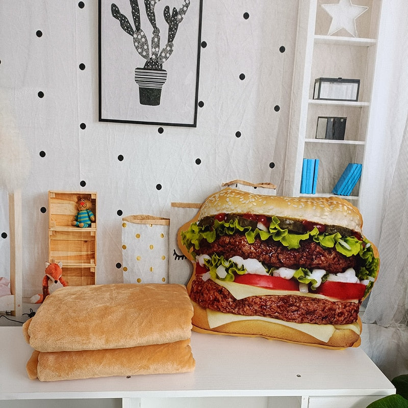 Giant Hamburger Stuffed Plush Pillow