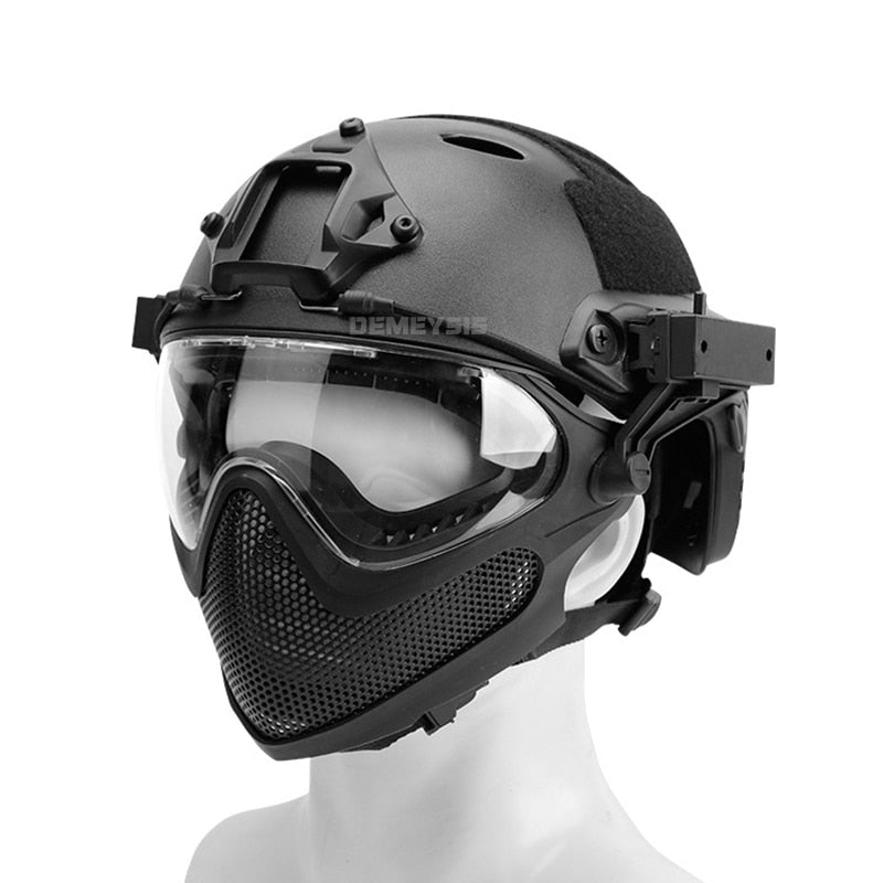 Tactical Helmet Airsoft Paintball Goggles Full Face