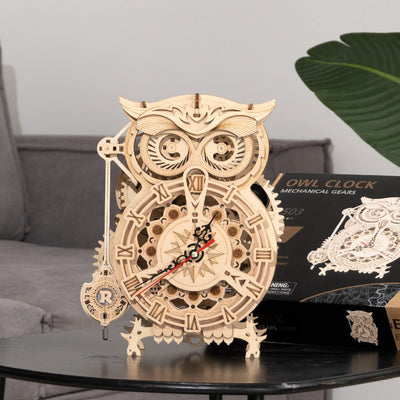 DIY 3D Owl Clock Wooden Assembly Block Kits