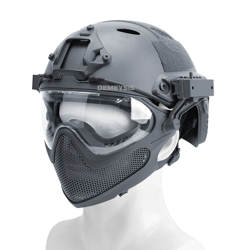 Tactical Helmet Airsoft Paintball Goggles Full Face