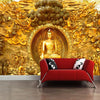 3D Mural Wallpaper Golden Buddha Statue