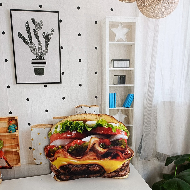 Giant Hamburger Stuffed Plush Pillow