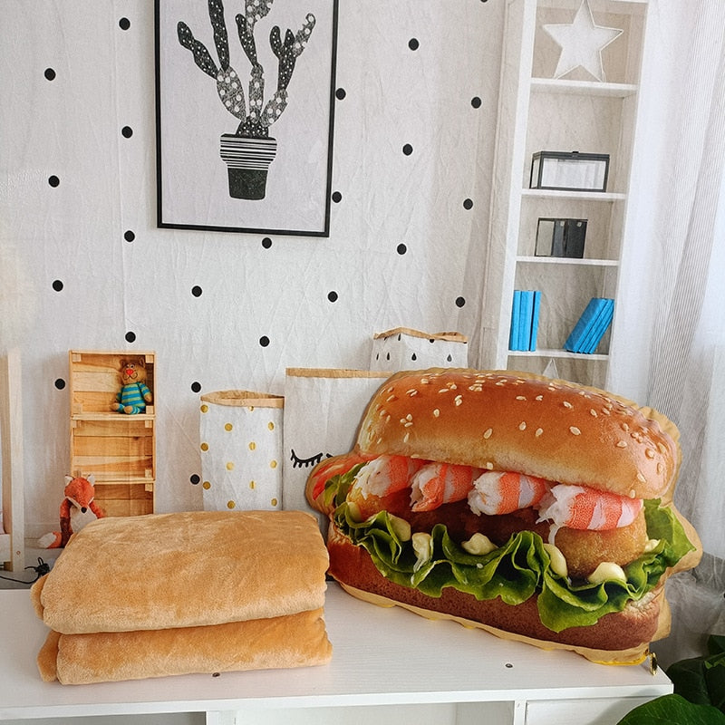 Giant Hamburger Stuffed Plush Pillow