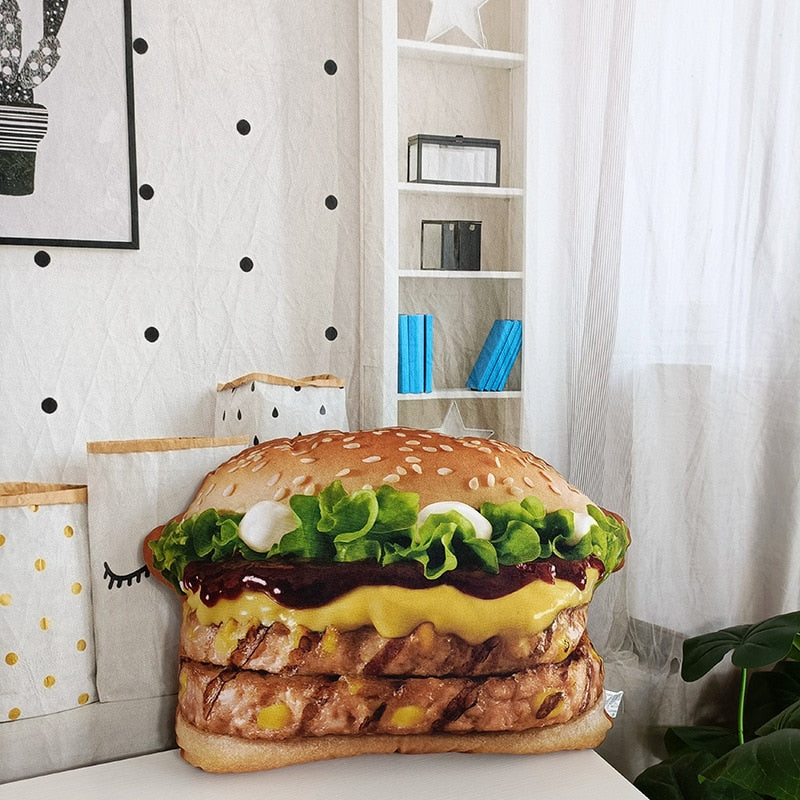 Giant Hamburger Stuffed Plush Pillow