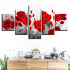 5 Piece canvas prints Red Flowers bedroom wall decor - Goods Shopi