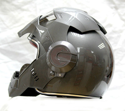 Gray Silver helmet motorcycle Iron Man