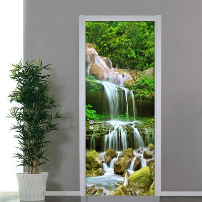 3D Mural Door Sticker Waterfall Nature Landscape - Goods Shopi