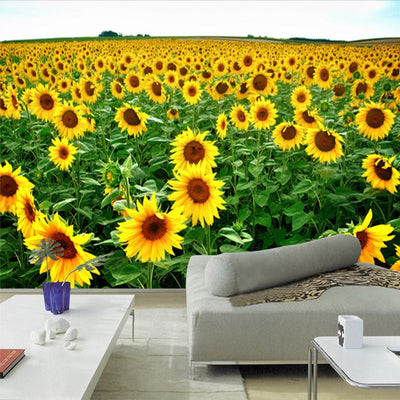 Mural Wallpaper Sunflowers Nature Landscape - Goods Shopi