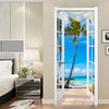 3D Mural Door Sticker Window Balcony Coconut Sea - Goods Shopi