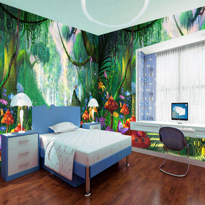 Kids Bedroom Mural Wallpaper Cartoon Fairy Forest - Goods Shopi