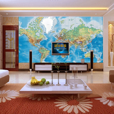Mural Wallpaper World Map Study Kid's Room - Goods Shopi