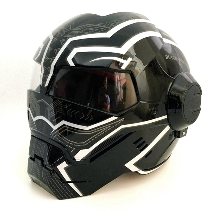 Bright Black motorcycle helmet Black panther