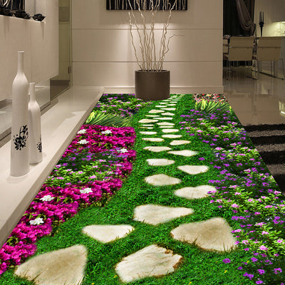 3D Mural Self adhesive Floor Flowers Stone - Goods Shopi