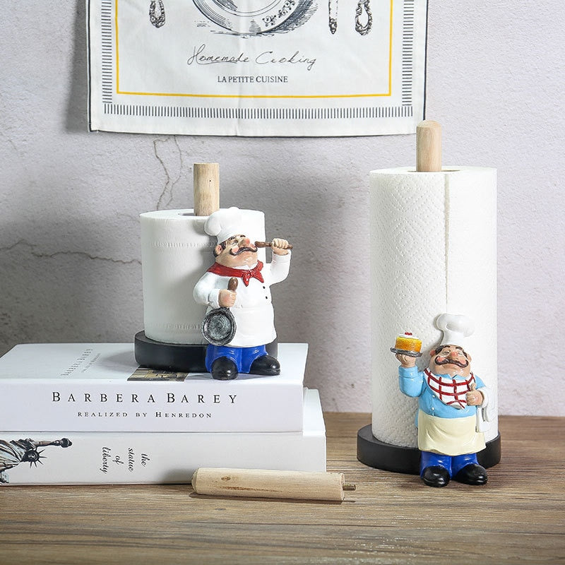 kitchen decor Paper Towel Holder Figurines Chef - Goods Shopi