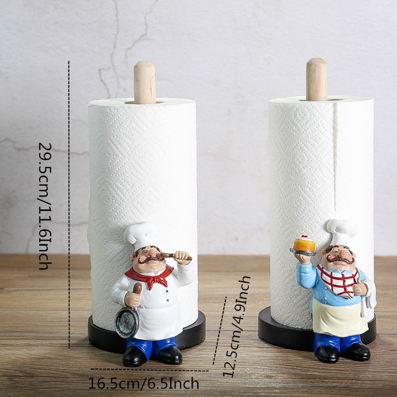 kitchen decor Paper Towel Holder Figurines Chef - Goods Shopi