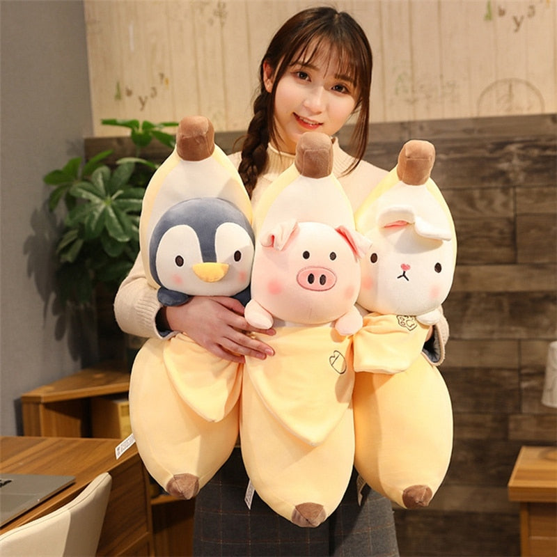 Cute Giant Banana Plush Toy Stuffed Animal Soft  Pillow