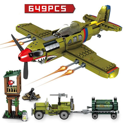 WW2 US Army P-40 Fighter Airplane Building Block