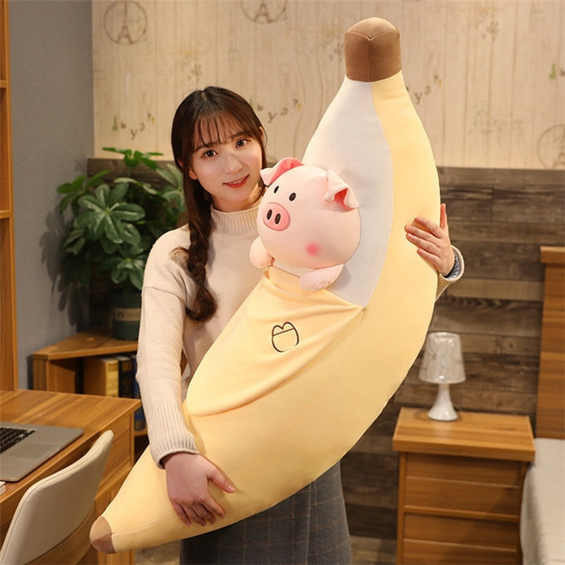 Cute Giant Banana Plush Toy Stuffed Animal Soft  Pillow