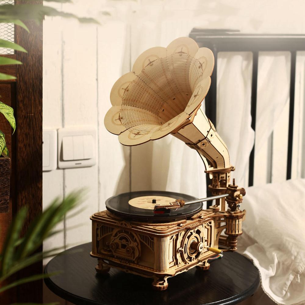 DIY Hand Crank  Wooden Gramophone  Assembly Kits  