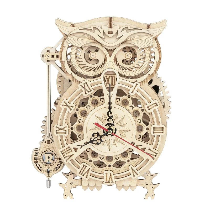 DIY 3D Owl Clock Wooden Assembly Block Kits