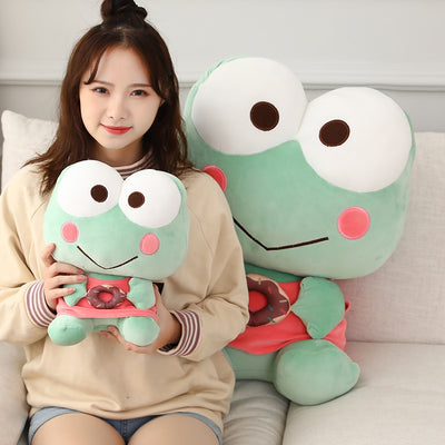 Cute Giant Stuffed Animals Frog with Donuts Plush Pillow