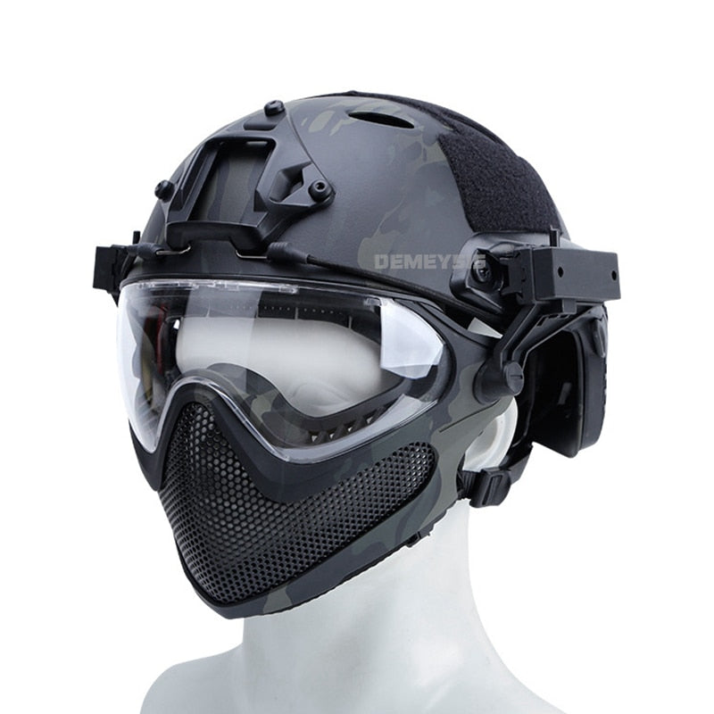 Tactical Helmet Airsoft Paintball Goggles Full Face