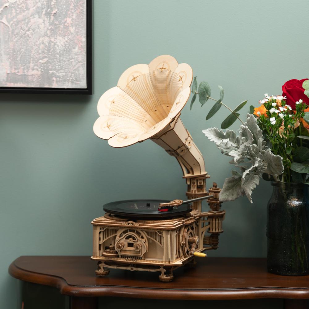 DIY Hand Crank  Wooden Gramophone  Assembly Kits  