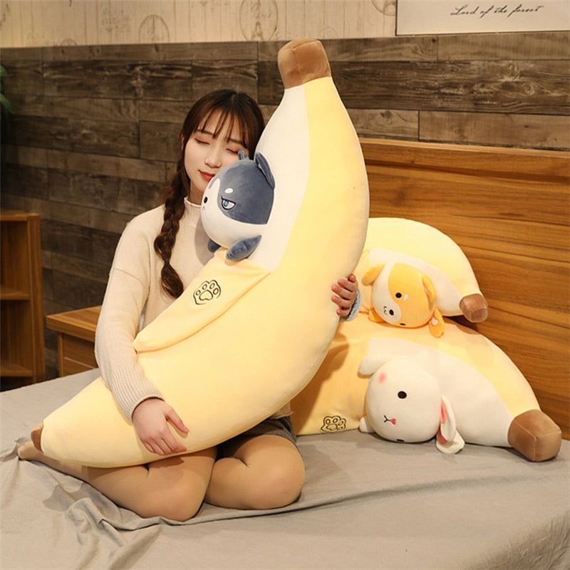 Cute Giant Banana Plush Toy Stuffed Animal Soft  Pillow