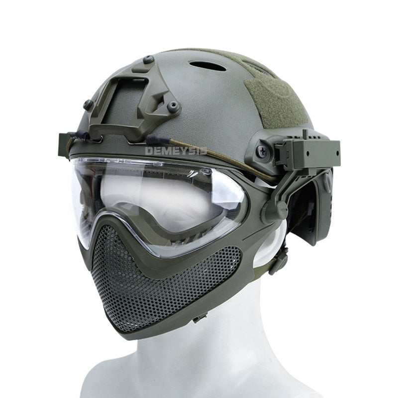 Tactical Helmet Airsoft Paintball Goggles Full Face