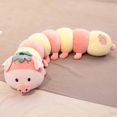Kawaii Fruit Caterpillar Stuffed Animals Plush Long Pillow