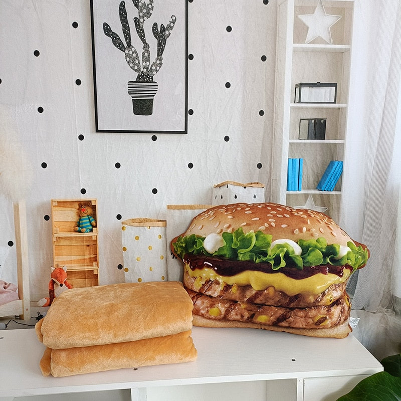 Giant Hamburger Stuffed Plush Pillow