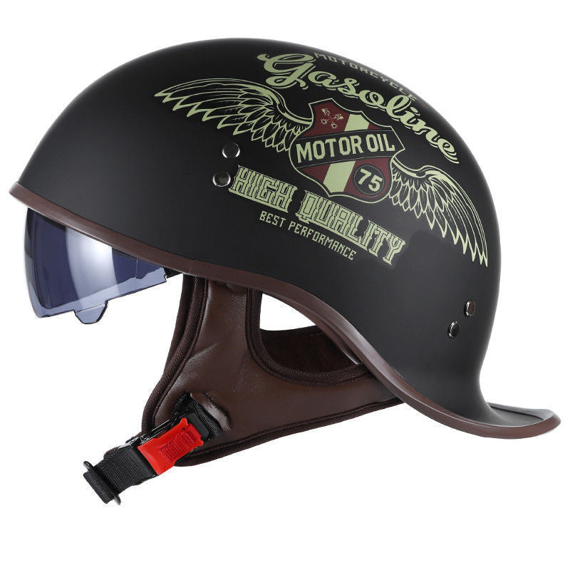 best lightweight motorcycle half helmet Waterproof Retro Novelty Half Helmet with Fog-Resistant Visor – goodsshopi