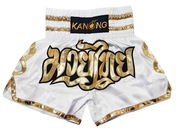 Muay thai shorts Kanong White : KNS-121 - Goods Shopi