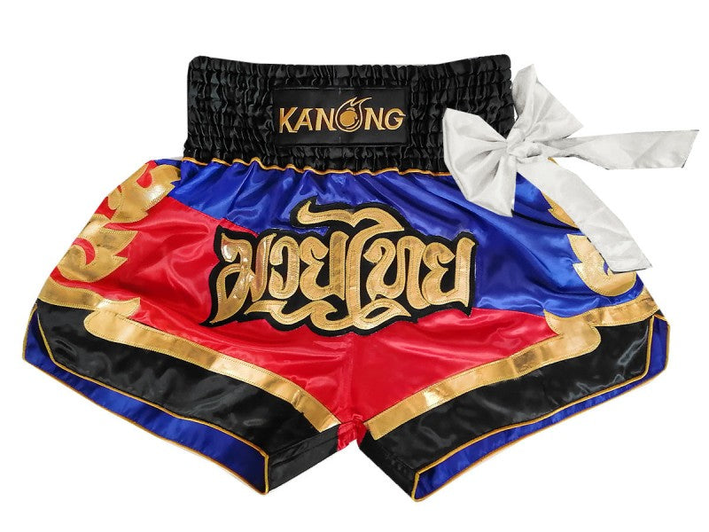 Muay thai shorts Kanong Red Blue  : KNS-130 - Goods Shopi